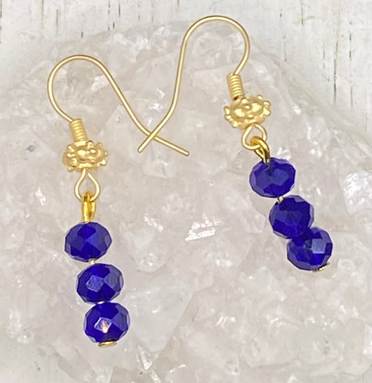 COBALT CRYSTAL STARSHINE EARRINGS