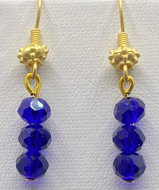 COBALT CRYSTAL STARSHINE EARRINGS