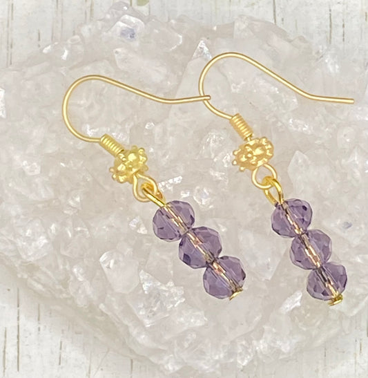AMETHYST CRYSTAL STARSHINE EARRINGS