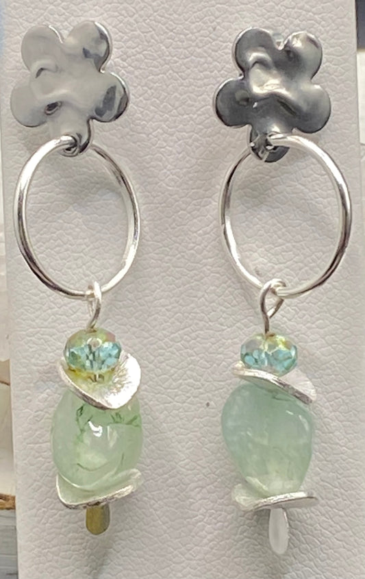 SEA FOAM AND SILVER EARRINGS