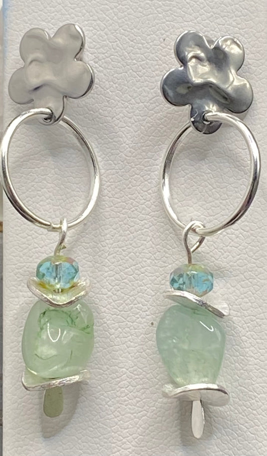 SEA FOAM AND SILVER EARRINGS