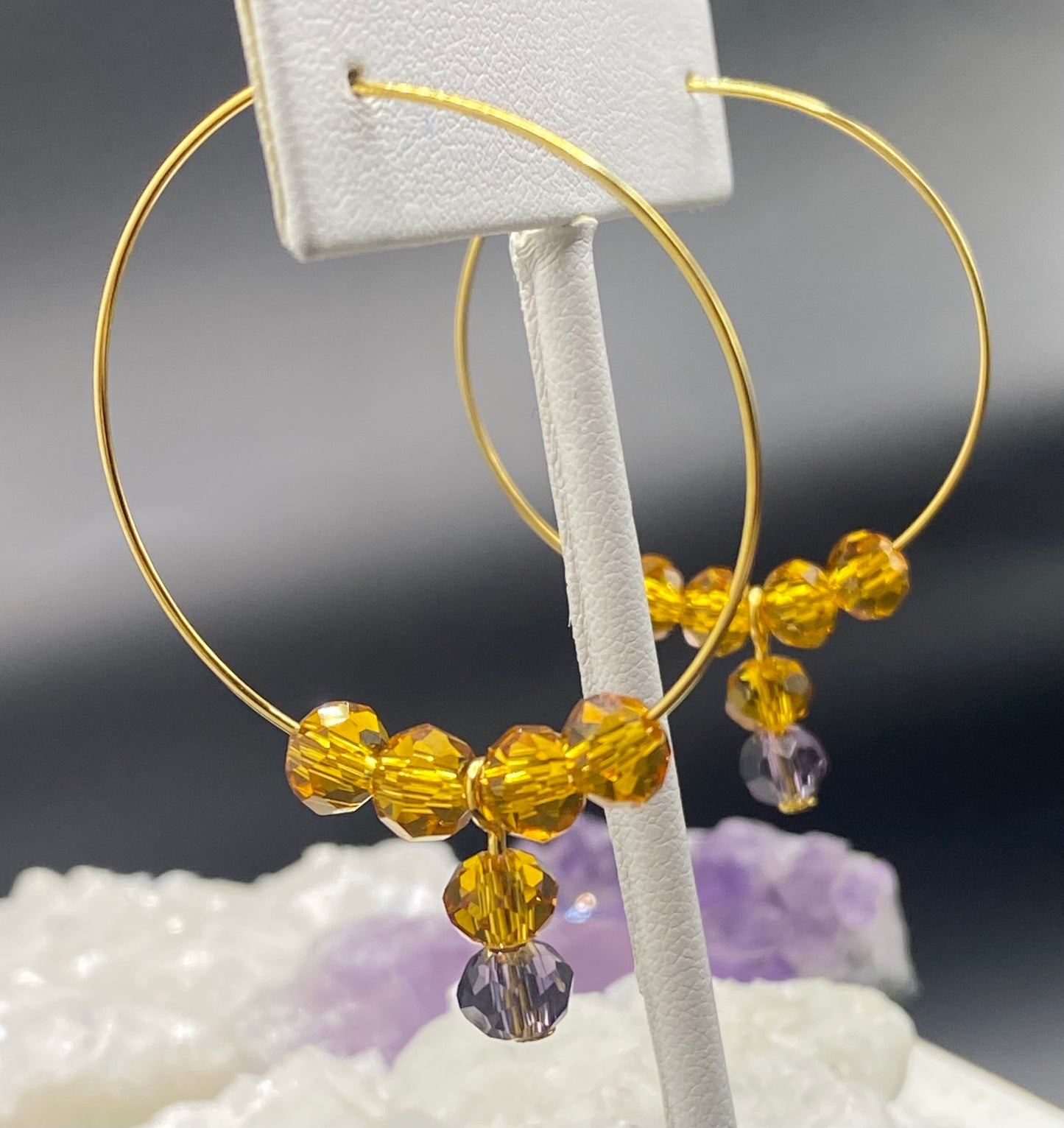 TOPAZ AND AMETHYST HOOP EARRINGS