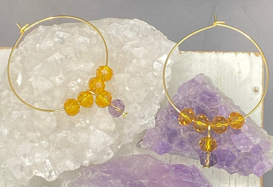 TOPAZ AND AMETHYST HOOP EARRINGS