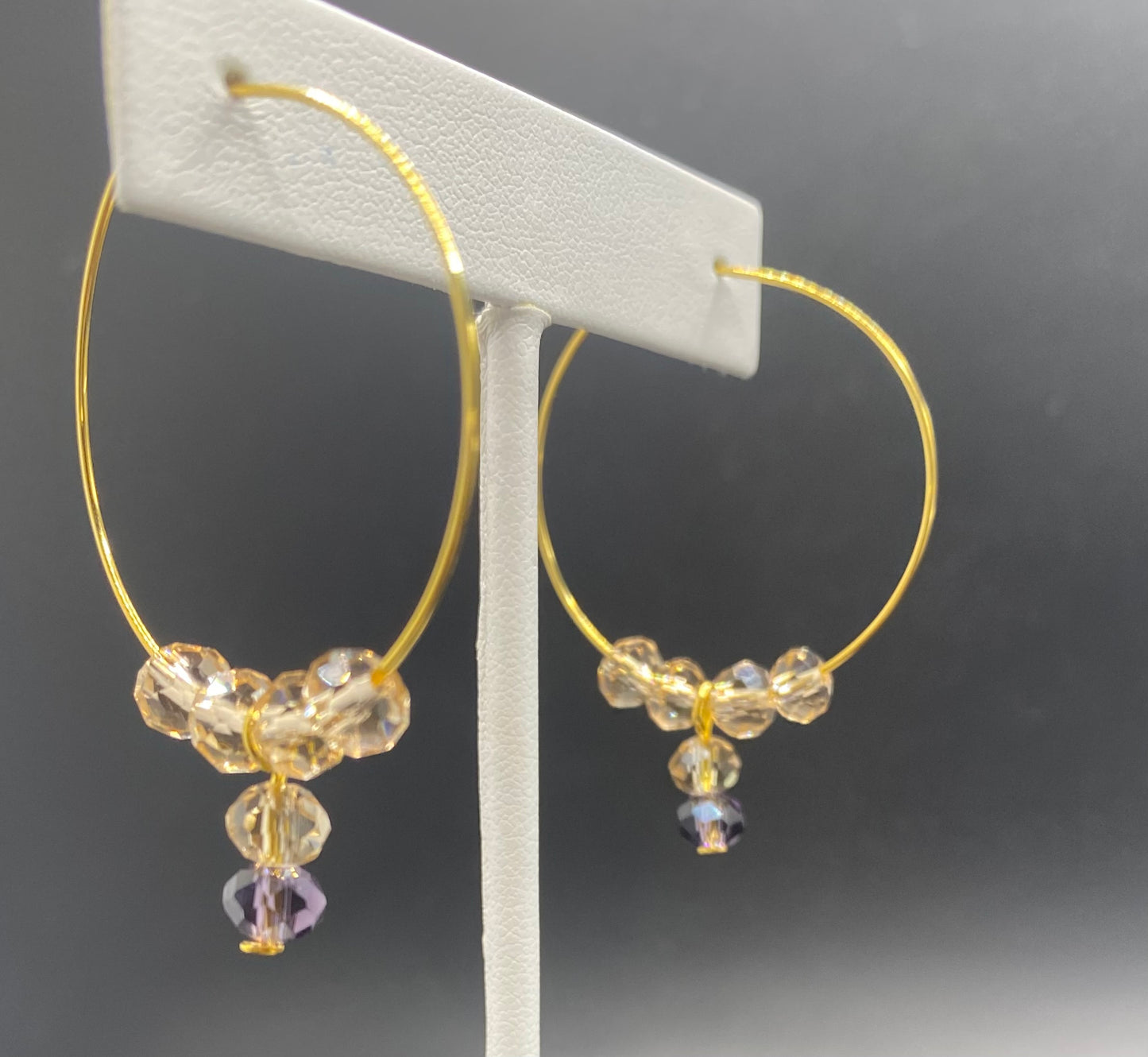 SMOKEY CHAMPAGNE AND AMETHYST HOOP EARRINGS