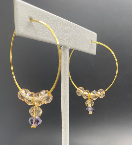 SMOKEY CHAMPAGNE AND AMETHYST HOOP EARRINGS