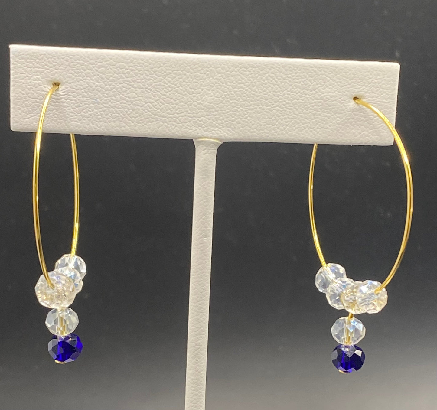 CLEAR CZECH CRYSTAL AND COBALT HOOPS