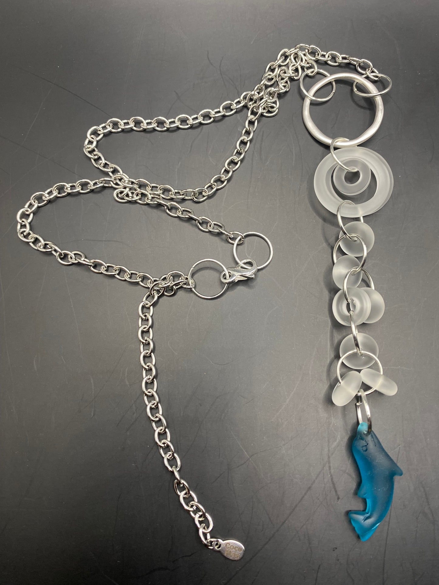 FISH AMID THE BUBBLES SEA GLASS NECKLACE