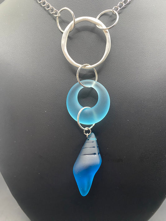 THE BLUE CONCH SEA GLASS NECKLACE