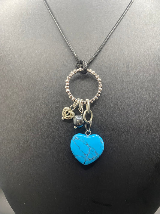 TWO HEARTS TURQUOISE NECKLACE