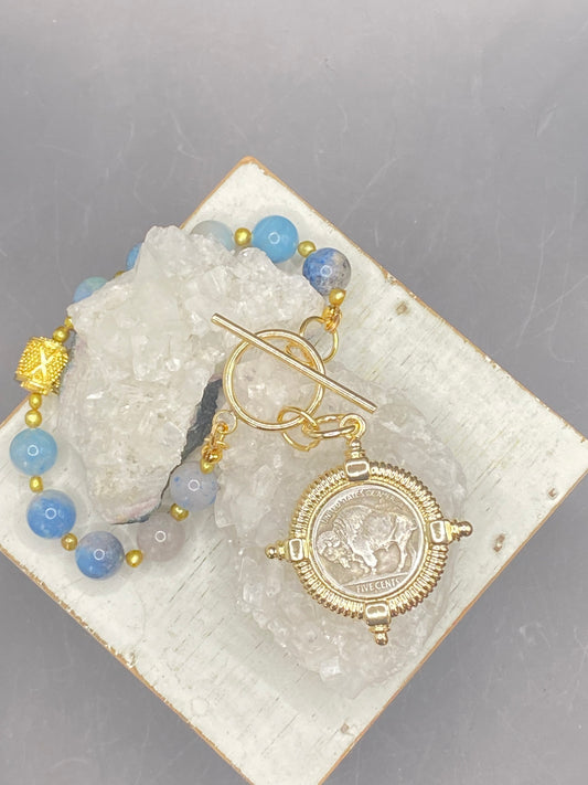 BUFFALO NICKEL AND BIG BLUE SKY BRACELET