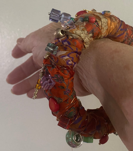MARIGOLD & CINNAMON SUNRISE- A SILK ROAD BANGLE - ONE OF A KIND