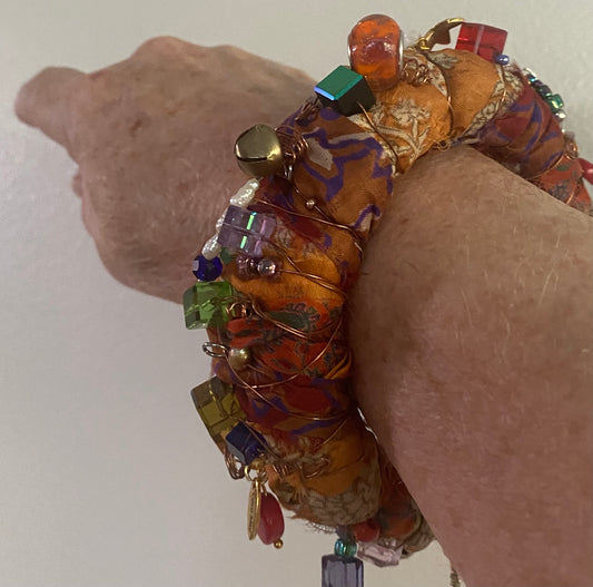 MARIGOLD & CINNAMON SUNRISE- A SILK ROAD BANGLE - ONE OF A KIND