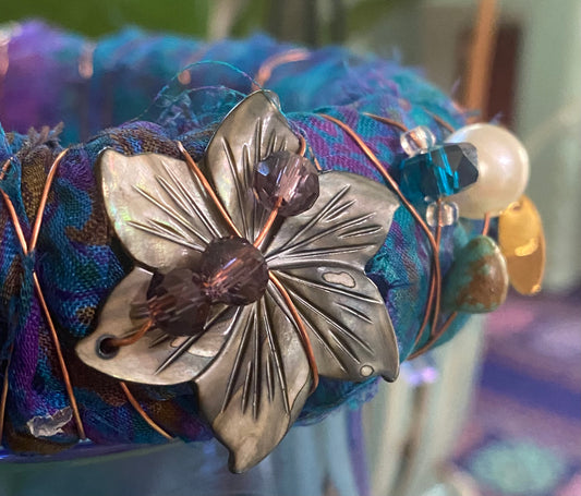 PEACOCK DREAMS - A SILK ROAD BANGLE - ONE OF A KIND