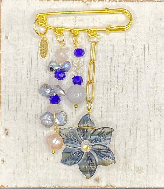 PEARL AND THE GREAT BLUE SEA BROOCH