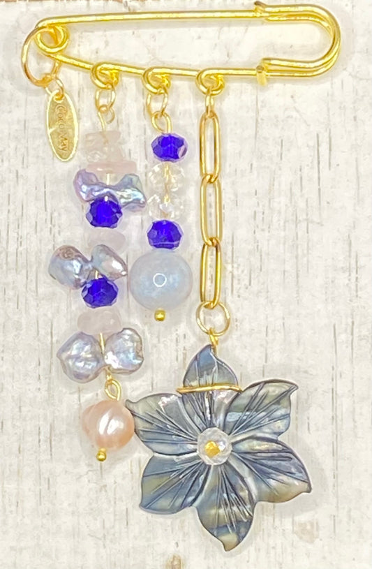 PEARL AND THE GREAT BLUE SEA BROOCH