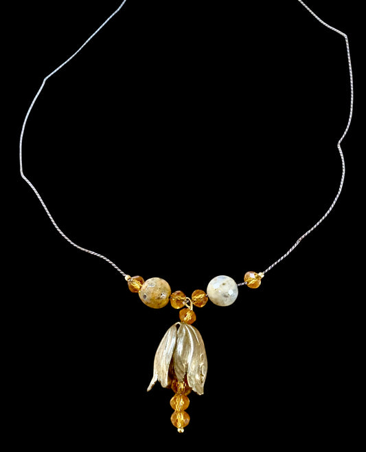 Floating Leaf Amid the Stars Necklace