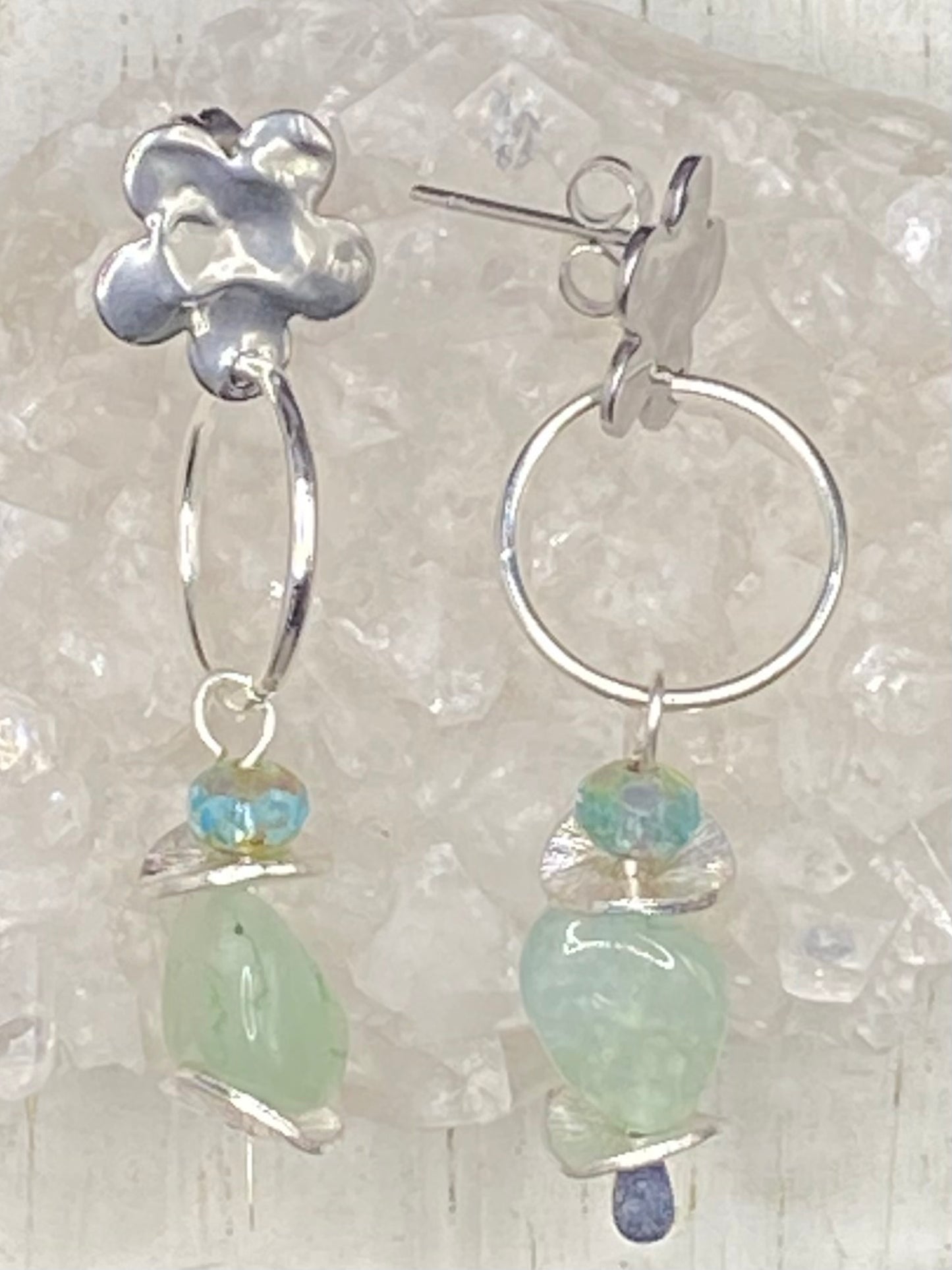 SEA FOAM AND SILVER EARRINGS