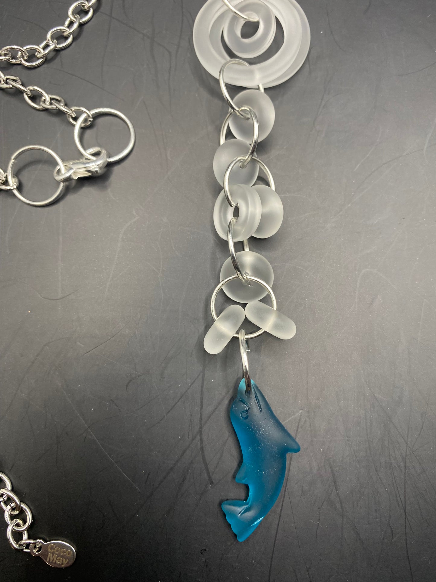 FISH AMID THE BUBBLES SEA GLASS NECKLACE