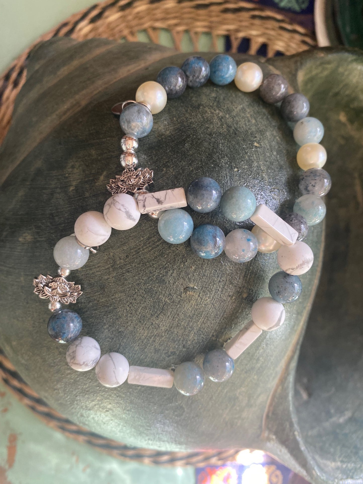 Lotus Amid Sky and Snow Bracelet