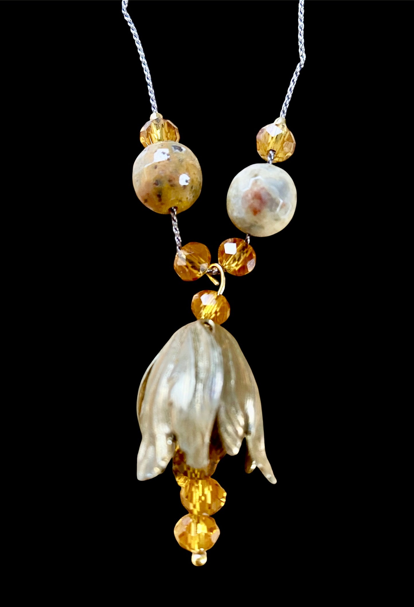 Floating Leaf Amid the Stars Necklace